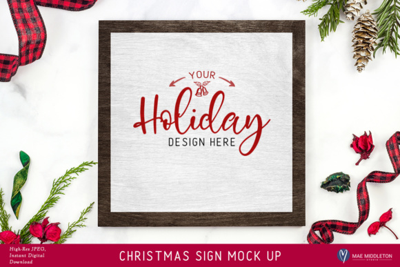 Download Christmas, Holiday Sign Mock Ups, 2 VERSIONS! Styled Photos - Holiday Collection